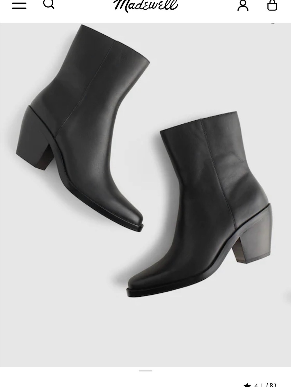 Madewell Black Leather Block-Heel Ankle Boots